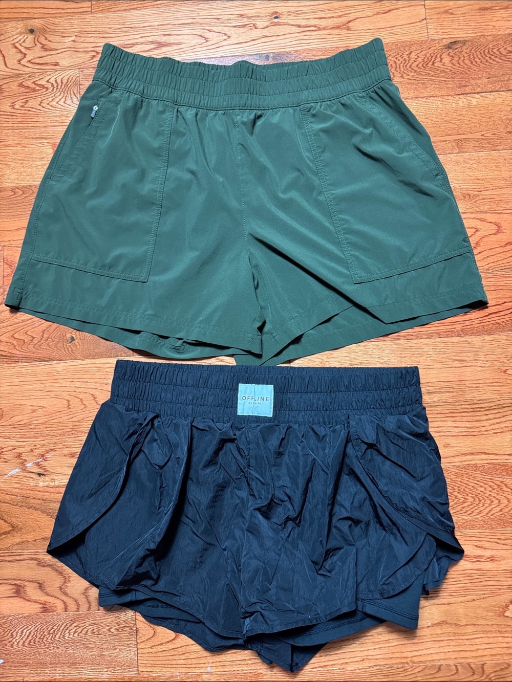 Athleta Forest Green and Offline Black Women’s Athletic Shorts